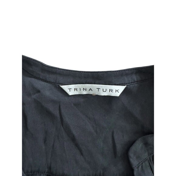 Trina Turk Womens Silk Split Neck Blouse Size M Boho Chic Minimalist Preppy Top - Picture 6 of 6